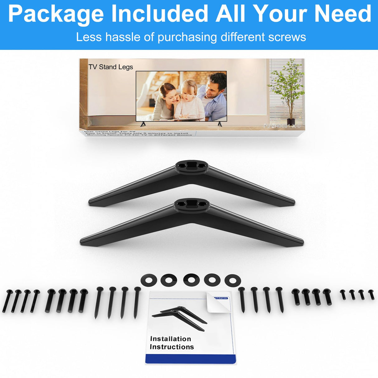 Dinghosen 43 Inch TV Stand for Samsung TV Legs, for UN43NU6900F UN43NU6950FXZA 43" Class 4K (2160p) Ultra HD Smart LED TV, for Samsung TV Stand Legs, with Screws, Black Dinghosen