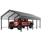 JY QAQA 12 x 20 ft Metal Carport, Heavy Duty Carport Canopy with Galvanized Steel Roof, Outdoor Car Tent Metal Garage Shelter for Car, SUV, Trucks and Boats JY QAQA PET
