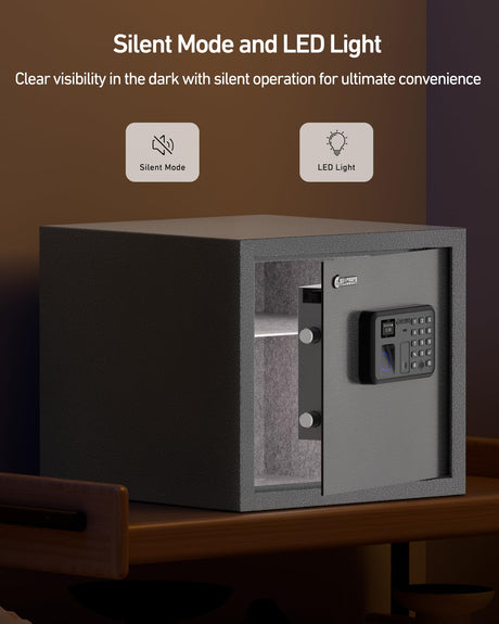 BILLCONCH Gun Safe with 6 Pistol Holders - Biometric, Key & App Unlock, Black Iron Safe with LCD Display & Voice Prompt, Removable Shelf & Foldable Gun Racks (1.4 Cubic Feet) BILLCONCH
