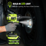 Robustrue Cordless Impact Wrench, 406Ft-lbs (550N.m) Brushless 1/2 inch Impact Wrench, 2800RPM High Torque Impact Gun, 2x 4.0Ah Battery, Charger, 4 Sockets, Electric Impact Wrench for Car Home Robustrue