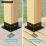 HILLMASTER 4x4 Post Base, 4 Pack Plastic Post Anchor Deck Post Base Support for Outdoor Wooden Fence,Mailbox,Pergola Brackets Fence Kit, Durable Black Bracket Base Cover with Black Powder-Coated HILLMASTER
