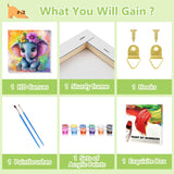 Reivworl Framed Paint by Numbers Kit for Adults Beginner & Kids Ages 8-12, Elephant Paint by Number with Frame and Easel, Painting by Numbers for Gifts and Home Decor (10X10Inch) Reivworl