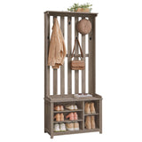 VASAGLE Hall Tree with Bench and Shoe Storage, Coat Rack with Shoe Bench, 7 Double Hooks for Jackets, Hats, Entryway, Bedroom, Living Room, 13.8 x 31.9 x 70.9 Inches, Heather Greige UHSR414G01 VASAGLE
