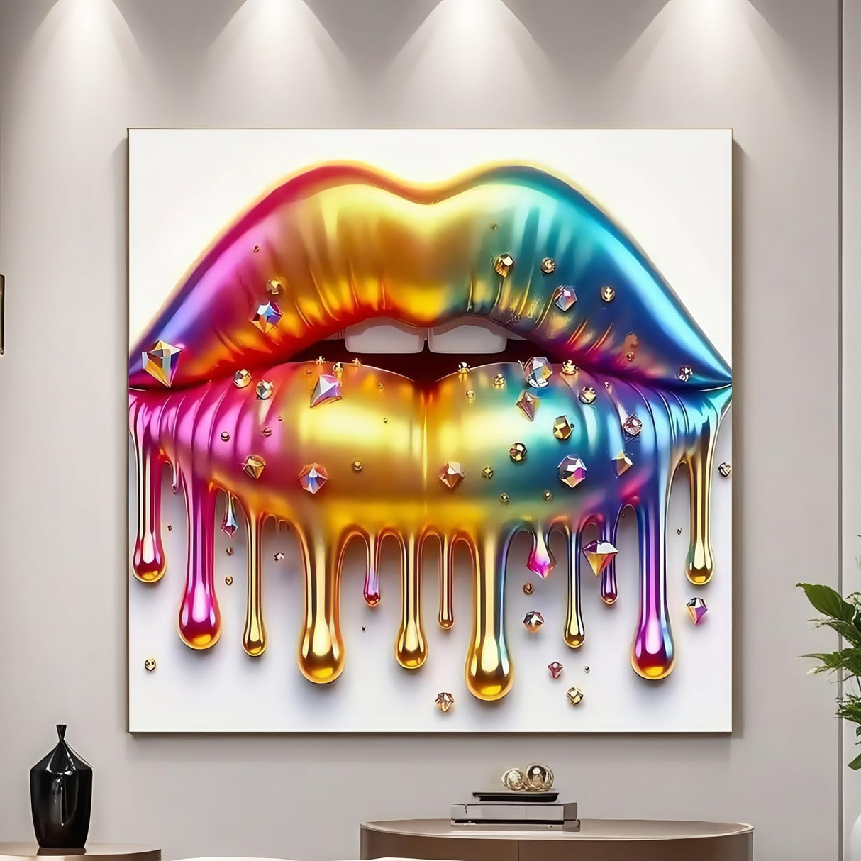 BYGFHLYW 5D Diamond Painting Kits for Adults, Lips Diamond Art Kits for Adults Beginner, DIY Full Drill Diamond Dot Simple Gem Painting for Home Wall Decor 12x12inch BYGFHLYW