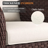 Vakollia 9 Pieces Patio Furniture Sets, Wicker Rattan High Back Outdoor Swivel Rocking Chairs Set with 3-Seat Couch, Ottomans and Side Table Vakollia