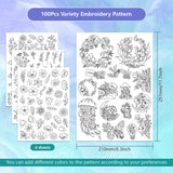 ORIGACH 4 Sheets 105 Pcs Water Soluble Embroidery Patterns Stabilizers - Pre-Printed Floral, Flowering Shrubs & Leaves Designs - Stick & Stitch Embroidery Paper for Hand Sewing Lovers ORIGACH