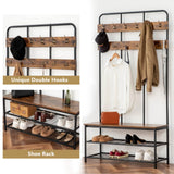 HOOBRO Hall Tree with Bench, Entryway Bench with Coat Rack, Mud Room Bench with 12 Double Hooks and Storage Bench, Coat Tree, Shoe Rack Organizer, for Foyer, Front Door, Rustic Brown BF05MT01 HOOBRO