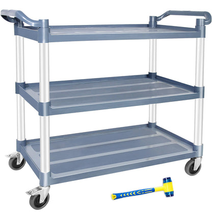 AQNIEGEP Utility Carts with Wheels Rolling Cart Commercial Kitchen Cart Large Food Service Cart Heavy Duty, 600 Lbs Load Capacity, Lockable Wheels, Rubber Hammers - WoodArtSupply