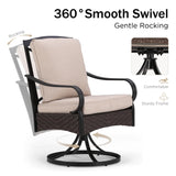 PHI VILLA 5-Piece Outdoor Dining Sets, All-Weather Patio Table and Chairs Set for 4, Heavy Duty Patio Table Set Round for Deck, 4 Extra Large Outdoor Metal Wicker Dining Chairs with Thick Cushions PHI VILLA