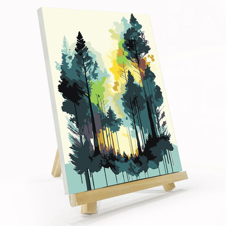 JOOZ Forest Paint by Numbers Kit for Adults with Frame, Adult Paint by Number Kits with Easel, DIY Abstract Forest Landscape Oil Painting Kit for Home Wall Decor 8x12 Inch JOOZ