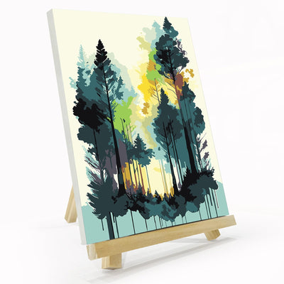 JOOZ Forest Paint by Numbers Kit for Adults with Frame, Adult Paint by Number Kits with Easel, DIY Abstract Forest Landscape Oil Painting Kit for Home Wall Decor 8x12 Inch