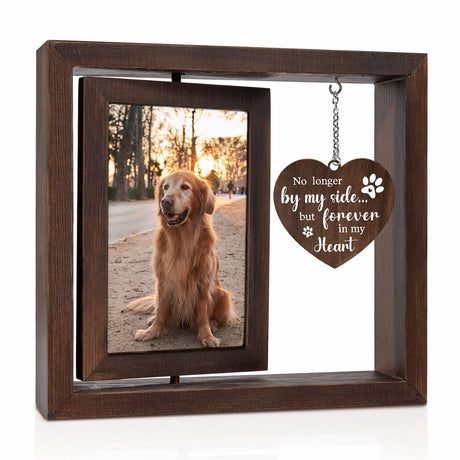 Jigfoxy Dog Memorial Gifts for Loss of Dog - Rotating Wooden Picture Frame for 4x6 Photo - Loss of Dog Sympathy Gift - Cat Pet Bereavement Remembrance Picture Frame Jigfoxy