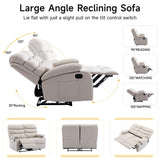 GNMLP2020 Reclining Loveseat, Leather Double Recliner Sofa with Side Pocket, Wall Hugger Loveseat Recliner for Living Room, RV, Home Theater(Beige) GNMLP2020