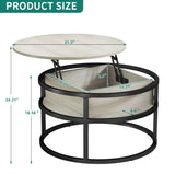 YITAHOME Round Lift Top Coffee Table, Coffee Tables for Living Room with Hidden Storage Compartment, Modern Coffee Table with Storage for Home Office, Center Tables Living Room, White Oak YITAHOME