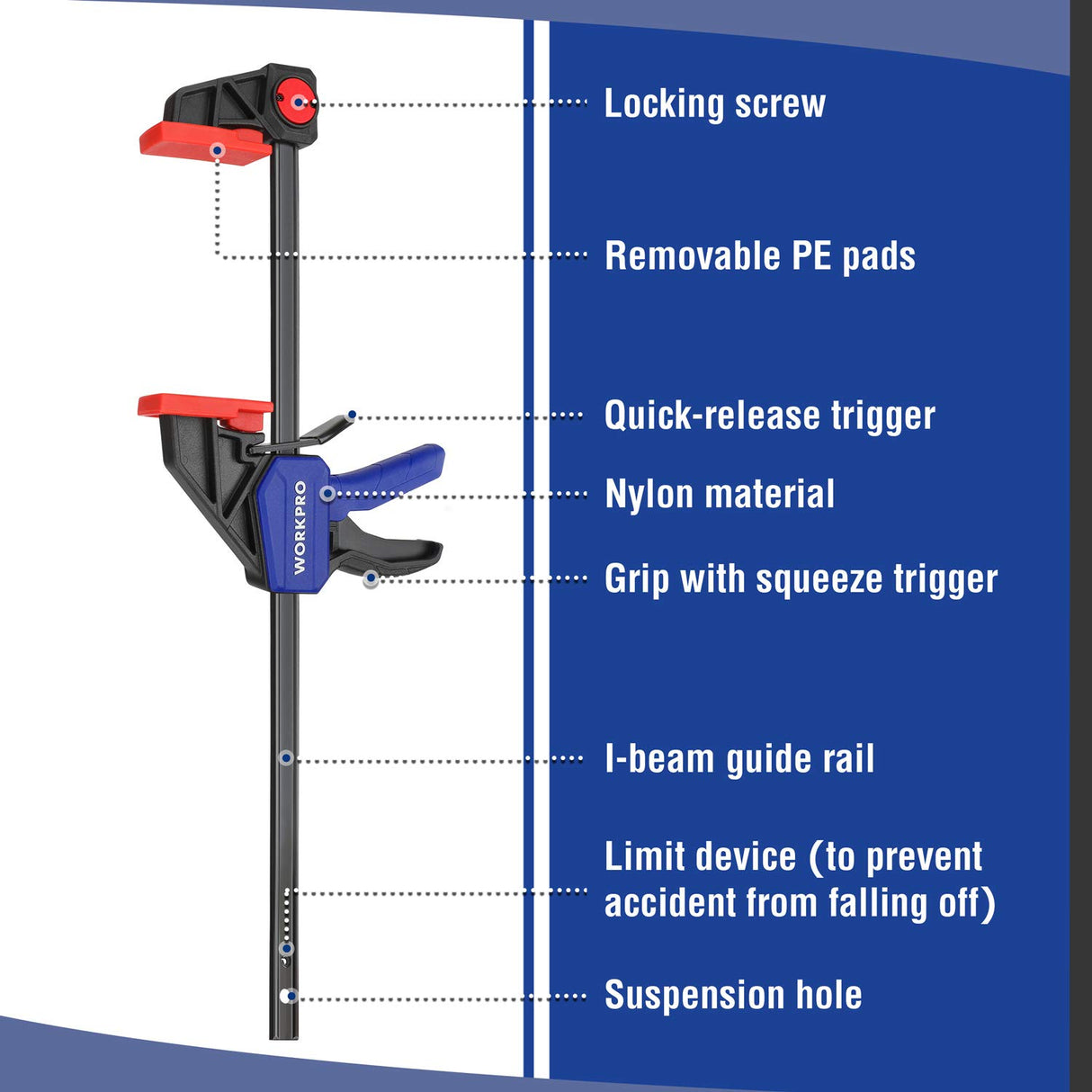WORKPRO 12" Bar Clamps for Woodworking 2-Pack, Quick-Release Wood Clamps/Spreader Light Duty, One Hand F Clmaps 150 LBS Load Limit, Ideal for Woodworking and DIY Projects WORKPRO