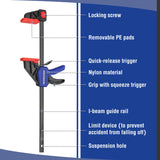 WORKPRO 12" Bar Clamps for Woodworking 2-Pack, Quick-Release Wood Clamps/Spreader Light Duty, One Hand F Clmaps 150 LBS Load Limit, Ideal for Woodworking and DIY Projects WORKPRO