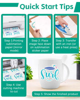 Colemoly Sublimation Sticker Paper-30 Sheets Glossy White Waterproof Stickers for Sublimation Inkjet Printer and Ink 8.5x11 Letter Heat Transfer Paper for Smooth Solid Surfaces Colemoly