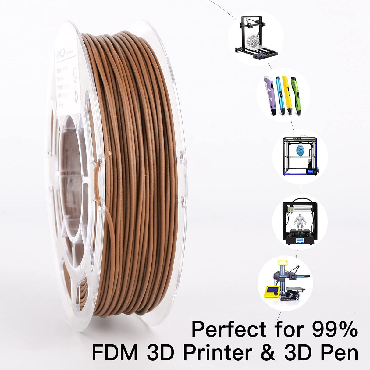 AMOLEN Wood Filament Bundle 3D Printing Filament Wood Sets,Walnut,Cherry Wood,Bamboo Wood,Ebony Black Wood,3D Printer Filament,PLA Filament 1.75mm,200g/Spool AMOLEN