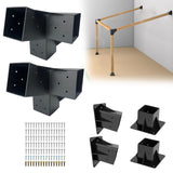 15° Angled Pergola Kit 4x4(Inner 3.64x3.64), 2PC 3-Way Slanted Pergola Roof Bracket, Post Base-Lean Corner Bracket Kit-DIY Gazebo Brackets-Hardware Kit for Outdoor Wood Beams Sunroom Carport Cabin Vlaeng