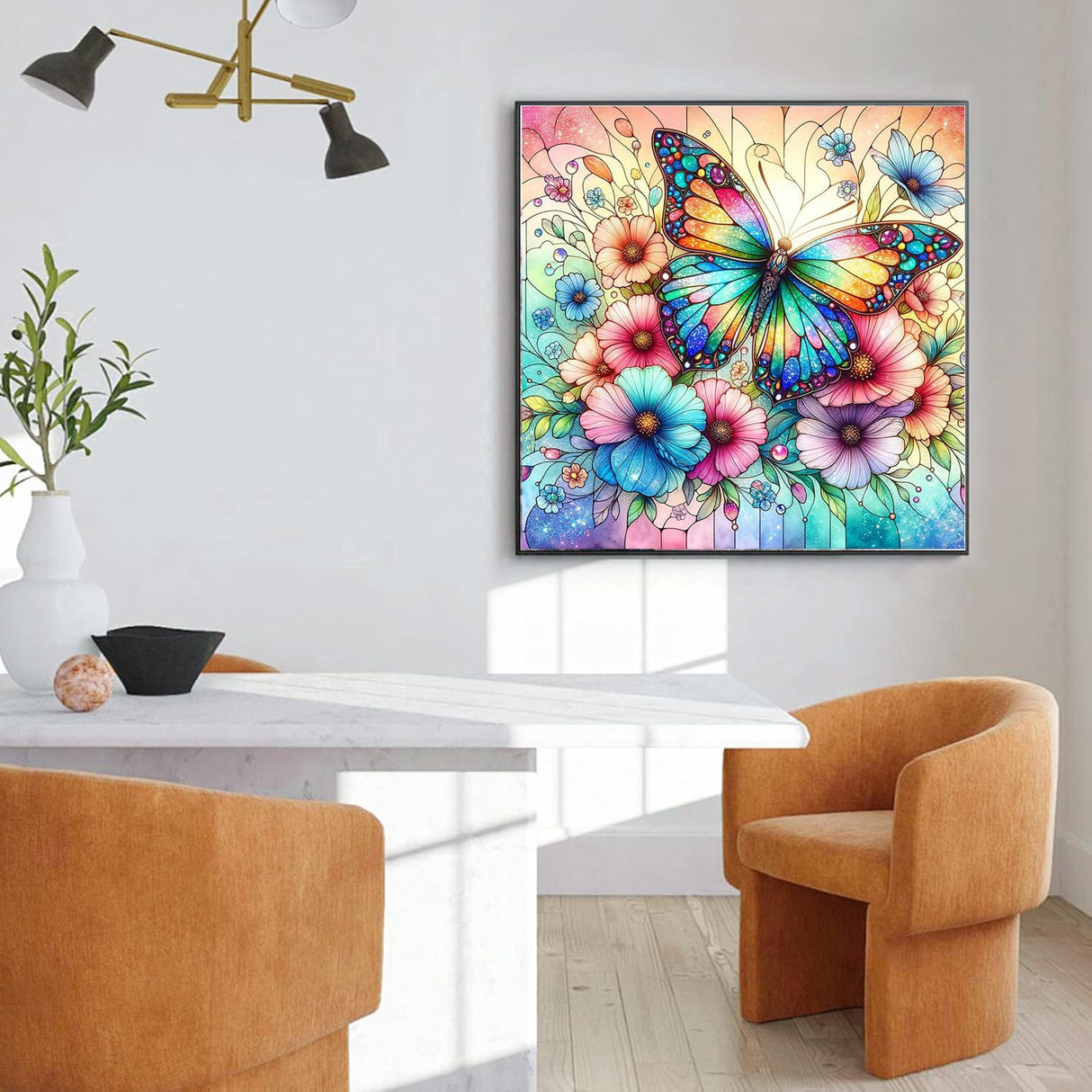 EIBEILI Diamond Painting Kits for Adults, Butterfly Flower 5D Diamond Art Kits for Beginner DIY Full Drill Diamond Dots Crystal Craft Kits for Home Wall Decor Gifts(12X12 Inch/Butterfly) EIBEILI