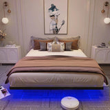 SAVOLIFE King Size Floating Bed Frame with LED Lighting - Modern Metal Platform, No Box Spring Required, Easy Assembly SAVOLIFE