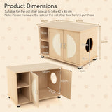 PETSITE Cat Litter Box Enclosure, Hidden Litter Box Furniture with Sisal Scratching Board Doors, Wooden Pet House Side End Table, Indoor Litter Box Cabinet with Adjustable Metal Feet PETSITE