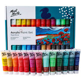Mont Marte Acrylic Paint Set 24 Colours 36ml 2 PACK, Perfect for Canvas, Wood, Fabric, Leather, Cardboard, Paper, MDF and Crafts Mont Marte