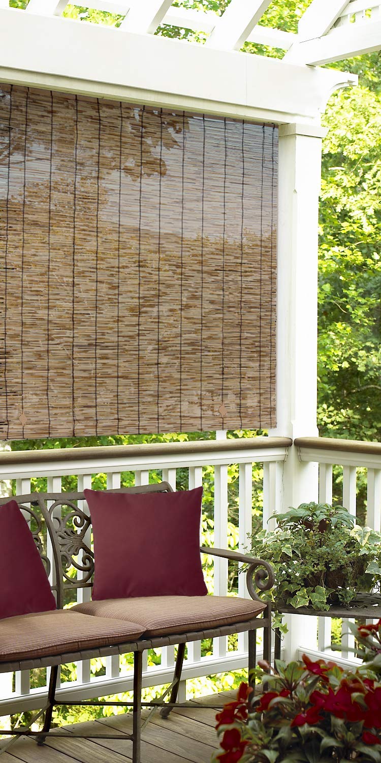 Cocoa Outdoor Bamboo Roller Shades for Patio Privacy - 48" W x 72" L - WoodArtSupply