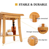 Unibambou Bamboo Shower Bench Inside Shower Stool with Storage Shelf, Spa Bath Chair for Bathroom, Seat or Organizer for Living Room, Bedroom and Garden - Great for All Ages Elderly (Small, Natural) Unibambou