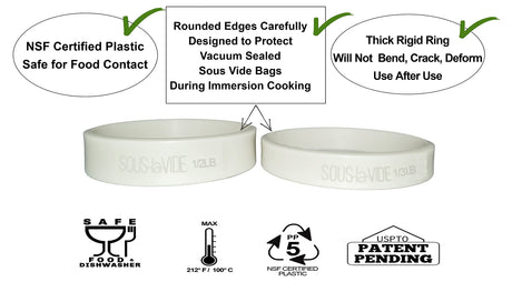 Sous Vide Perfect Hamburger/Burger Immersion Cooking Rings, SET of 6 (1/2 LB. Rings) sous-la-vide