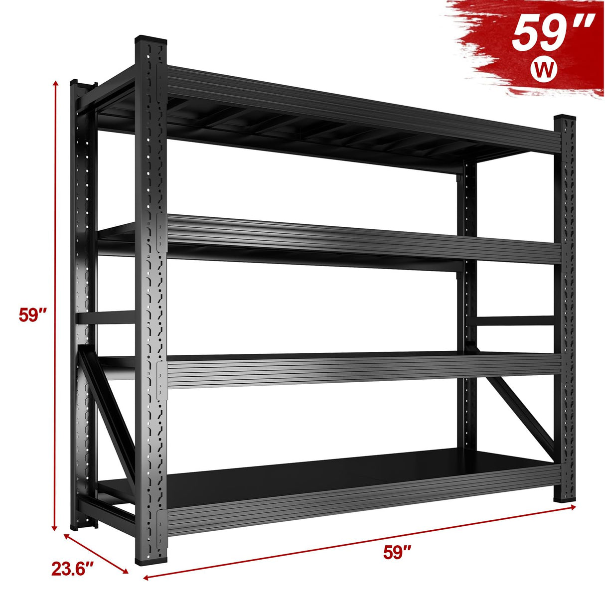 Garage Storage Shelves, 5000lbs 4 Tier Adjustable Garage Shelving, Heavy Duty 60" W x 24" D x 60" H Metal Shelving Unit, Utility Rack Shelf, Industrial Shelve Units for Storage Warehouse Pantry Closet Abesthink