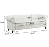 Naomi Home Emery Chesterfield Sofa with Rolled Arms, Tufted Cushions / 3 Seater Sectional Sofa Couch for Small Spaces, Living Room, Bedroom, Apartment Easy Tool-Free Assembly – Off White Naomi Home