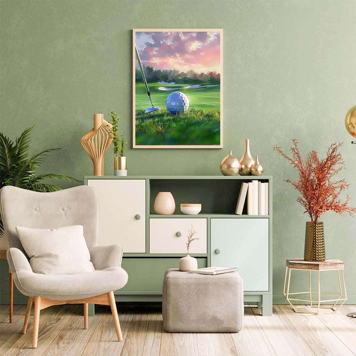 UPABLUNSO Golf Ball Field Diamond Painting Kit for Adult DIY Full Drill Diamond Art Golf 5D Gem Art Kits Painting Crafts for Home Decor 12x16 inch UPABLUNSO