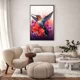 Framed Paint by Numbers Kit for Adults Beginner, Hummingbird Easy Paint by Number Kits on Canvas Framed, DIY Acrylic Oil Painting by Numbers with Frame for Gift Home Decor 8 x 12 inch GEEHEIY