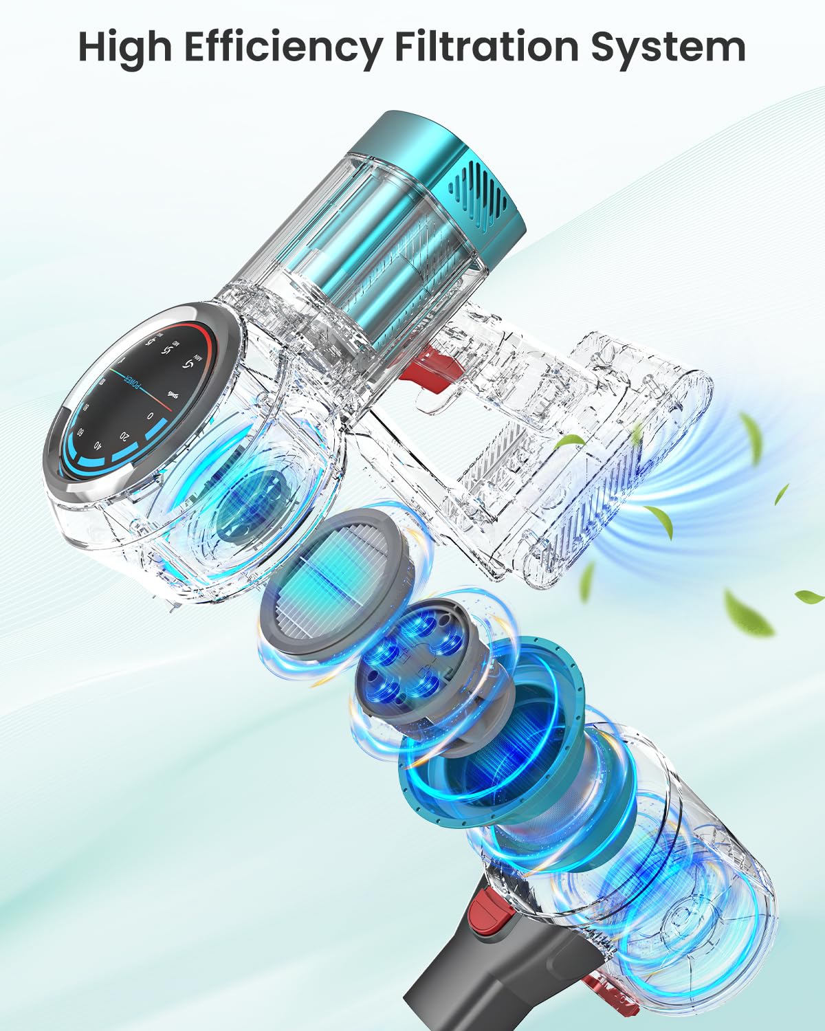 Cordless Vacuum Cleaner, 550W/45Kpa/60Mins Vacuum Cleaners for Home, Self-standing Stick Vacuum with LED Display, Rechargeable Cordless Vacuum, Lightweight Vacuum for Carpet, Pet Hair, Hardwood Floor AFNOP