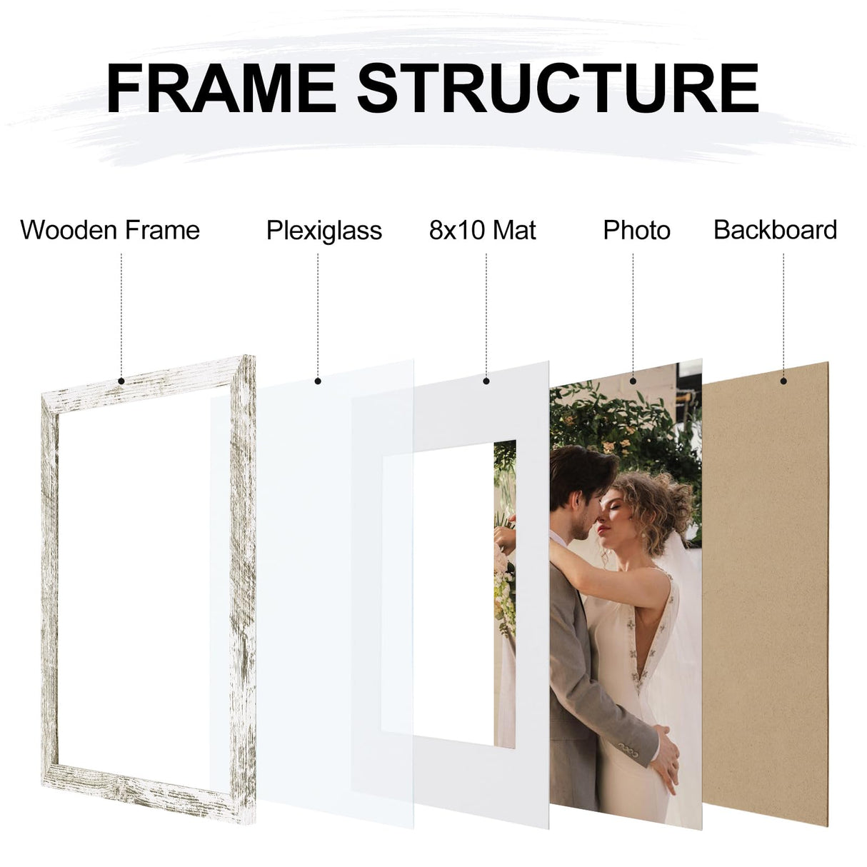 Vittanly 11x14 Picture Frame, Display Pictures 8x10 with Mat or 11x14 without Mat, Rustic Photo Frame for Wall Mounting, Distressed White, 1 Pack Vittanly