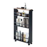 YAMAZAKI home Tower Rolling Slim Storage Cart With Handle Black YAMAZAKI