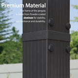 PURPLE LEAF 11' X 13' Outdoor Pergola with Retractable Canopy Aluminum Shelter for Porch Garden Beach Sun Shade Grape Trellis Pavilion Grill Gazebo Modern Backyard Deck Metal Patio Pergola Gray PURPLE LEAF