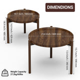 Round Nesting Coffee Tables Set of 2,Round End Table,Small Nesting Tables,Side Table,for for Living Room Bedroom Balcony BEARUT