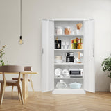 Metal Storage Cabinet, 71”H Locking Storage Cabinet with Adjustable Shelves, Steel Storage Cabinets for Garage, Home, Office, Pantry (White) Wanfu