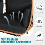 OTSUN Outdoor Egg Chair, PE Wicker Chair with 4 Thicken Cushions, Patio Chairs 440 lbs Capacity, Oversized Balcony Chairs with Durable Steel Frame Perfect for Balcony, Backyard, Bedroom-Dark Black OTSUN