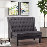 46" Small Modern Loveseat Settee Sofa Linen Fabric 2-Seat Sofa Couch Tufted Love Seat Dining Bench with Back Upholstered Banquette Sofas for Living Room Bedroom Small Space Entryway Steel Grey Tongli