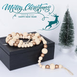 Christmas Wooden Bead Garland Xmas Wooden Tree Beads Rustic Decorative Christmas Tree Farmhouse Decor for Mantle Fireplace Staircase (Natural & Gold) RAMIRABI