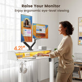 ErGear Standing Desk with LED Strip, 48″ x24″ Electric Height Adjustable RGB Gaming Desk with Shelf, Sit Stand Desk with Dual Cable Holes, C-Clamp Mount Compatible, 4 Preset Heights, White ErGear