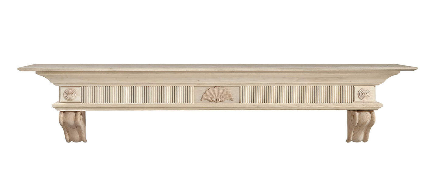 Pearl Mantels ARYB72416 Elegantly Detailed Wood Mantel Shelf, 72", Unfinished