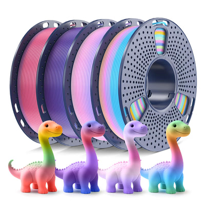 250g Rainbow PLA Filament 1.75mm Bundle, SUNLU 3D Printer Filament Neatly Wound, Fast Color Change Each 8 Meters, 250g Spool, 4 Rolls, Rainbow 01-04