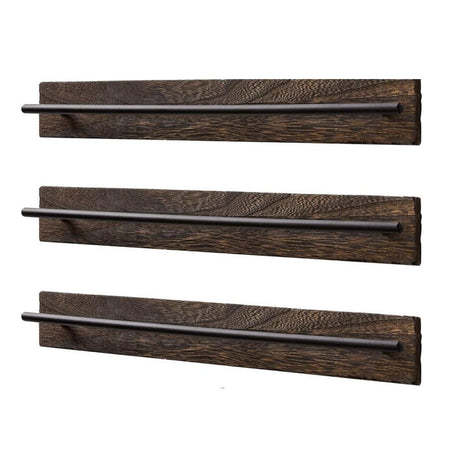 TANG SONG 3 PCS Rustic Wall Mounted Wood Sunglasses Storage Organizer Eyeglasses Holder Eyewear Display Rack for Office Desk Home Decor Gifts (Dark Brown) TANG SONG