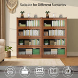 qeknxks 55" Bamboo Bookcases,Book Shelfs with Acrylic Doors,Freestanding Display Storage Shelves for Collectibles,4 Tier Tall Bookshelfs & Bookcases for Living Room Bedroom Home Office qeknxks