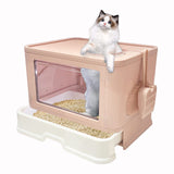 Kattypet Foldable Enclosed Top Entry Cat Toilet - Extra Large Covered Cat Litter Box with Litter Brush and Scoop kattypet