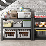 Rufokisa 3-Tier Garage Shelving Heavy Duty，48" W Metal Shelving Unit for Garage, 1650 lbs Load Capacity Utility Rack Shelves＆ Garage Shelves, 48”W x 18”D x 39”H(Black) Rufokisa